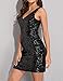 PrettyGuide Women Sexy Deep V Neck Sequin Glitter Bodycon Stretchy Mini Party Dress Black M