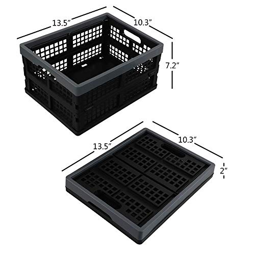 Paniers de rangement pliables en plastique robuste noir et gris x4