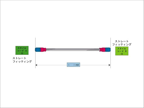 SWAGE LINE(スウェッジライン) イージーオーダーブレーキホース 汎用ホース ストレートフィッティング ステンレス ブラックスモークホース 475mm STKB-1010M-0475 - 2