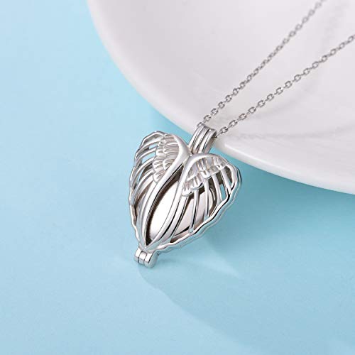 925 Sterling Silver Angel Wings Memorial Urn Locket Necklace for Ashes Jewelry Cremation Necklaces3
