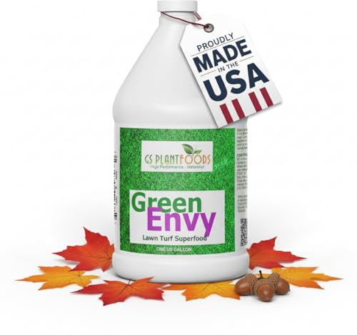 GS Plant Foods Green Envy Liquid Lawn Food – Fall & Winter Lawn Prep Fertilizer for Strong Roots and Resilient Grass, Suitable for Organic Growing (1 Gallon)