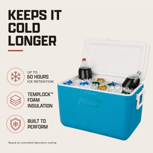 Image of Coleman Chiller 9 /16 /30 /48 /60qt Cooler with Ice Retention, Leak Resistant, Great for Camping, Concerts, Sports, and More