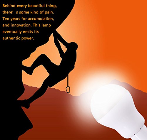 KK.BOL Portable Led Light Bulb Rechargeable Lights Lamp for Camping Fishing Hiking Outdoor Sports Emergency Light (White-180LM)(can be Charged by Solar Panel or Android Mobile Charger) - Thumbnail 2