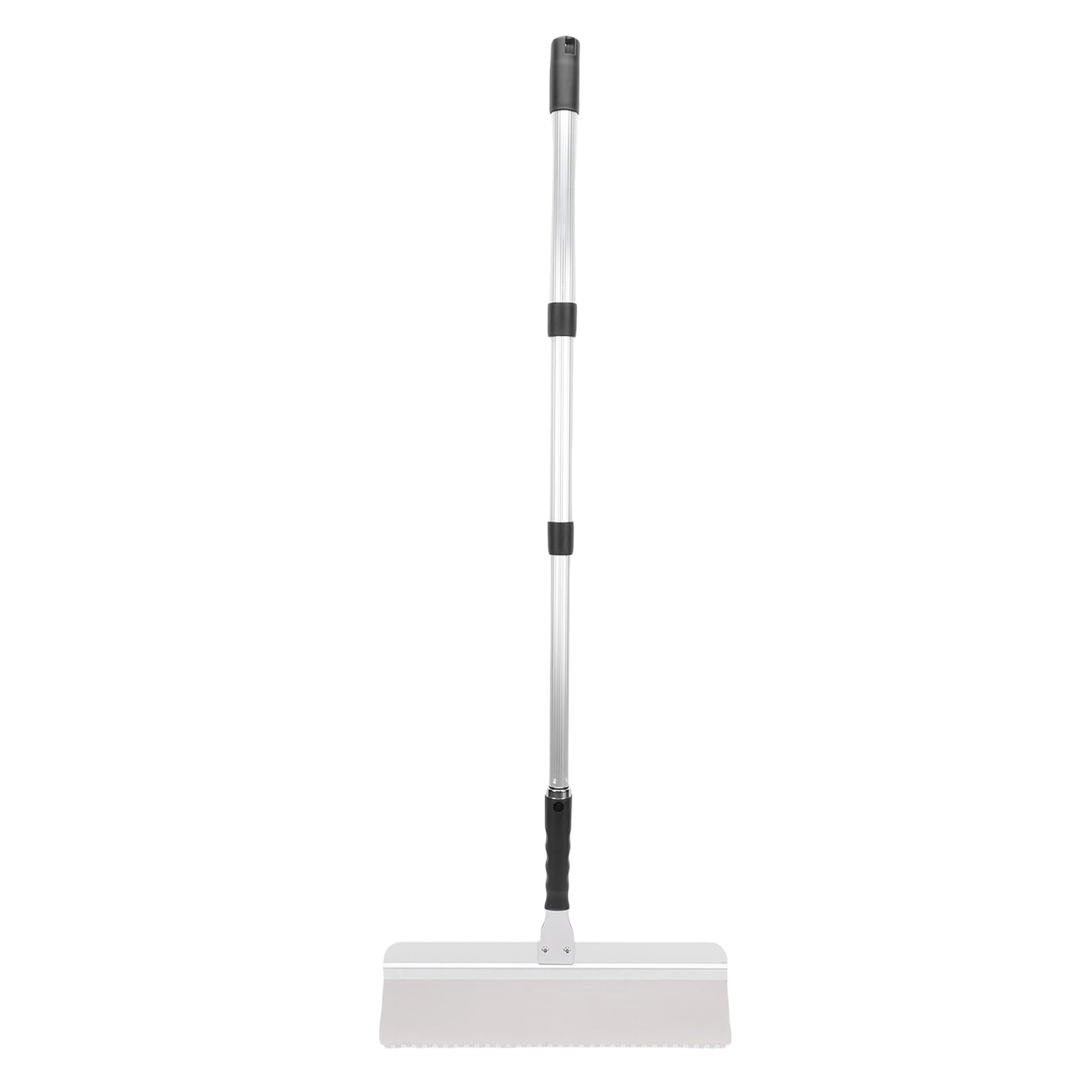 FTVOGUE Juego de Raspador de Piso, Juego de Escobilla de Goma para Piso de Acero Inoxidable y Aluminio con Hoja con Muescas Intercambiables de 16 Pulgadas y Poste Roscado Ajustable para Autonivelación