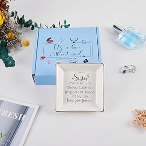 Sister Gifts To My Sister Ring Tray Jewelry Dish Sister Birthday Gifts for Sister Christmas Mothers Day Valentines Gift for Sisters from Sister Brother