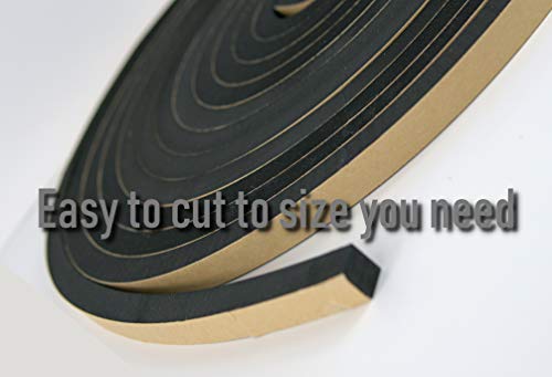 Neoprene Foam Weather Seal High Density Stripping with Adhesive Backing 1/2 Inch Wide 1/2 Inch Thick 25 Feet Long (1/2inch x1/2inch x 25feet)