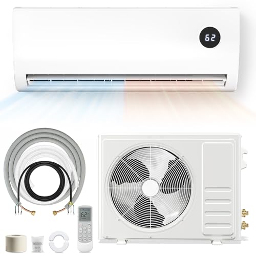 LifePlus Mini Split Air Conditioner, 9000 BTU Ductless Inverter AC/Heating System with Heat Pump, 19 SEER2 Energy Efficient 115V Quiet Ac Unit Up to 500 Sq.Ft with Installation Kit