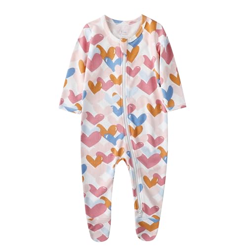 Image of O2 BABY Baby Boys Girls Organic Cotton Zip-Front Sleeper Pajamas, Footed Sleep 'n Play