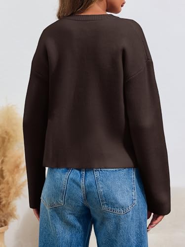 Image of Saodimallsu Womens Cropped Knit Cardigans Fall Crewneck Button Long Sleeve Open Front Soft Sweater Jackets