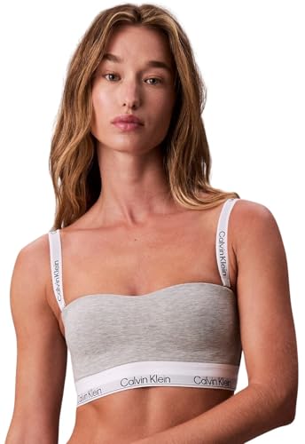 Calvin Klein Lightly Lined Bandeau 000Qf7628E, Grey (Grey Heather), XS para Mujer