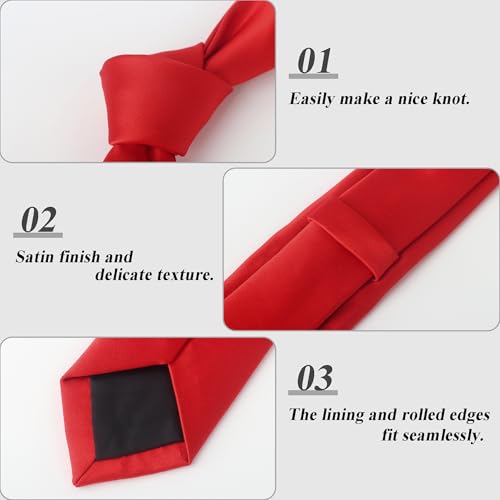 Image of Landisun Black Tie Men Women Solid Skinny Ties Slim Ties Satin Tie