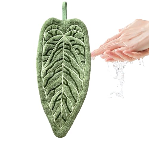 Leave Dish Rags, Wash Cloths, Soft Material Coral Fleece Material Eco Friendly Multi-Purpose Quick Drying Washable Lightweight, Cleaning Cloth for Home Kitchen Countertop, 11.81x5.51 Inches, Green