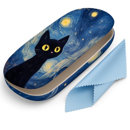 Image of Hard Shell Eyeglasses Case, Travel Portable Protective Glasses Cover Box for Men and Women with Cleaning Cloth
