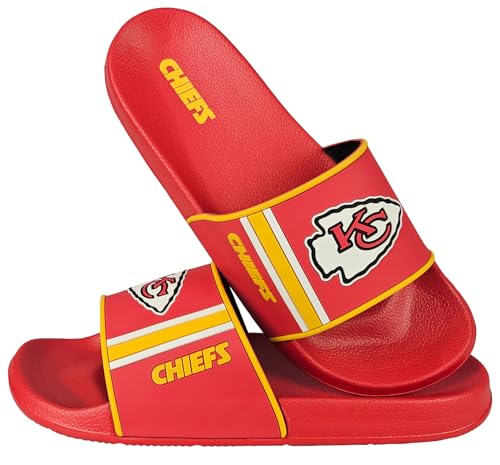 FOCO Kansas City Chiefs Large Slides for Men NFL Molded EVA Foam Sandals | Water Resistant, Officially Licensed