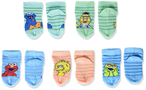 Sesame Street 5 Pack Shorty Socks Calcetines Informales, Rayas Azules Multi, 12-24 Meses Unisex bebé