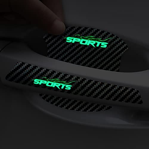 Voroly 8 Pcs Laser Carbon Fiber Texture Car Door Handle Scratche Protective Luminous Sports Car Handle Scratch Guard Car Door Protector Films #TOP7