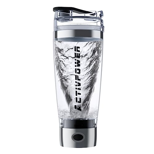 ActivPower ActivShaker Electric Protein Shaker, USB Rechargeable, Powerful Mixer for Super Smooth Protein Shakes, 600ml Portable Protein Shaker, Silver Protein Shaker Bottle, BPA Free and Easy Clean