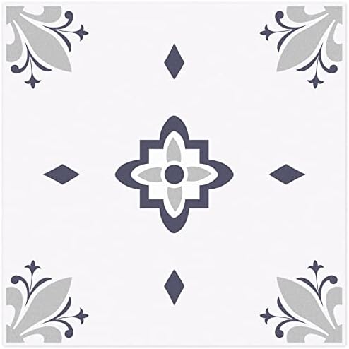 Peel & Stick Floor Tiles Vinyl Flooring 8"x8", Suitable for Wall, Floor, Kitchen, Bathroom, Pet House 10 Sheets (8x8 inches, Blue-Gray, 10)