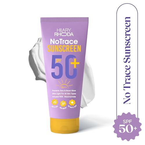 Image of Hilary Rhoda No Trace Sunscreen Spf 50 PA+++ | Broad Spectrum & Ultra Lightweight Texture I With Niacinamide & Hyaluronic Acid | Squalane | Cream-Based Sunscreen | UVA /UVB & Blue Light Protection | Non-Greasy | All Skin Types | 50g
