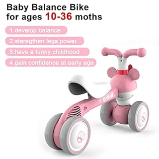 XIAPIA Baby Balance Bike 1 2 year old Toddler Ride on Toys Trike Birthday Gift for 1 Year Old Girls Bike Walker No Pedals for 10-36 Months Baby (Pink Mouse)