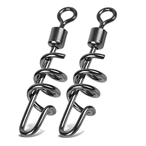 Jumping fish 30pcs Cork Screw Swivel Fishing Swivel Snap Swirl Connector Black Stainless Steel Fishing Swivels 3/0 1/0 2# 4# 6# 8# 10# (1/0-30PCS)