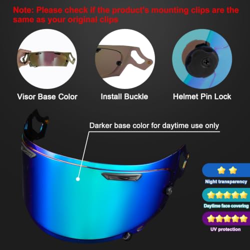 Image of PSLER Shatterproof Helmet Visor for Regent-X Corsair-X QuantumX,Color Green | Impact-Resistant ,UV400 Protection, Motorcycle Tinted Face Shield Replacement for Regent X Corsair-X Quantum-X Signet-X