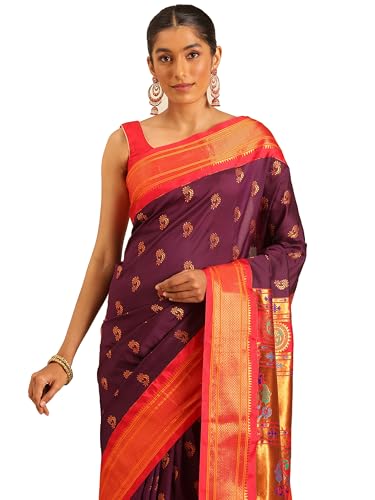 Varkala Silk Sarees red paithani silk saree in soft silk – image 4