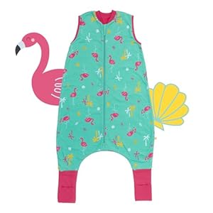 schlummersack Biologische babyslaapzak met voeten, zomer, 1 TOG, 60 cm dun, flamingo, slaapzak met benen en verlengde manchetten voor een lichaamslengte van 60-70 cm, slaapzak voor baby’s, 100%