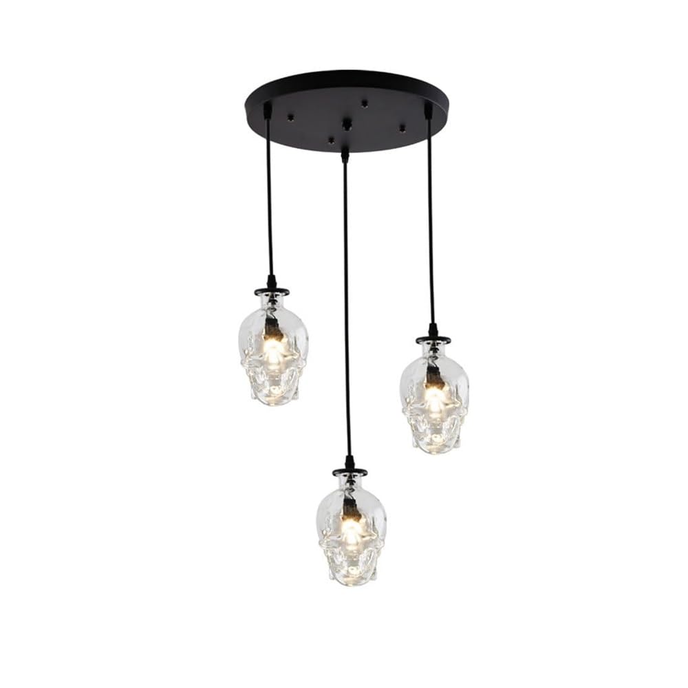 Suspension en verre avec cordon réglable luminaire à 3 têtes