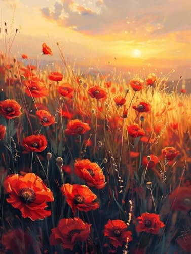 Peinture par Numéro Adulte pour Éliminer le Stress avec une Toile Fleurs DIY