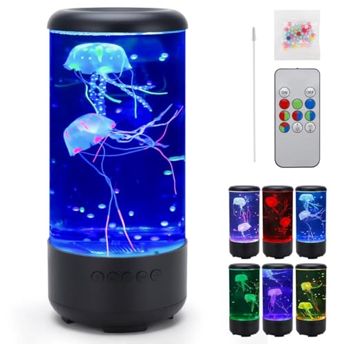 Jellyfish Lamp, 18LED 7-Color Changing Light with 5 Levels Brightness Jellyfish Aquarium fish lamp Home decor, children's birthday gift, men's and women's holiday gift, relaxing mood atmosphere