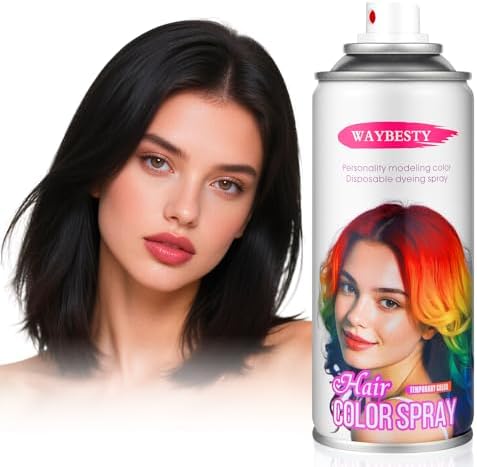 Temporary Hair Color Spray For Women Kids Men, Washable Temporary Hair Dye Spray One Day Hair Color Wax Non-Sticky For Cosplay Party DIY, Christmas Party, Halloween Crazy Hair Day (Black, 4.06 oz)