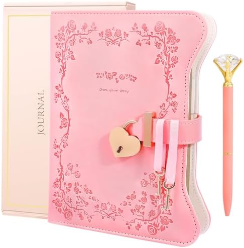 Diary with Lock and Keys for Girls & Women,360 Gold Edged Pages, ...