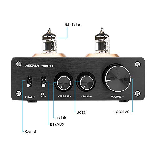 AIYIMA T2-PRO 6J1 Vacuum Tube Amplifier Stereo Power Amplifier 100W+100W 2 Channel Class D Digital Bluetooth 5.0 Receiver APTX for Home Passive Speaker System + DC19V Power Adapter - Thumbnail 7