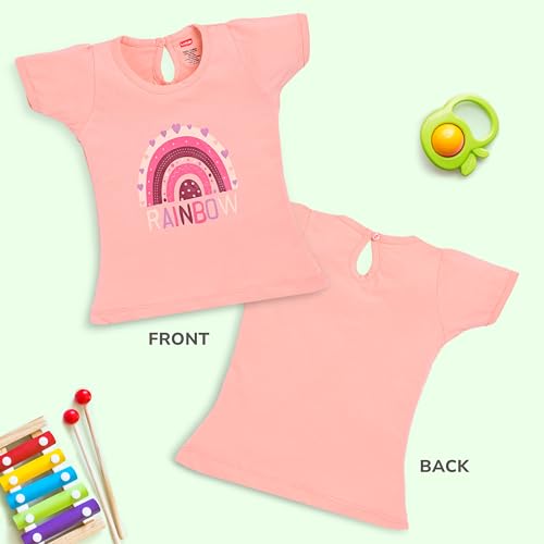 Image of LuvLap Baby Girls Regular Fit 100% Cotton Half Sleeves Girls Top Pack of 5