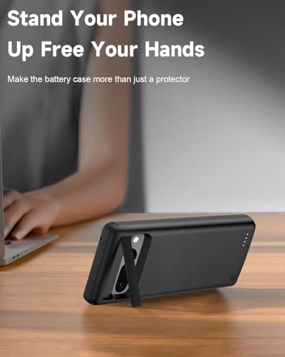 Gladgogo Battery Case for Google pixel 7 Pro(10000mAh,6.1inch), Ultra Slim Rechargeable Fast Charging Power Bank Case, Foldable Portable Backup Battery Pack for Google pixel 7 Pro, Black - Image 2