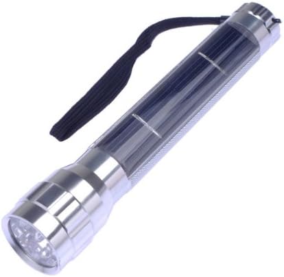BestDealUSA 7 LED High Power Solar Power Flashlight Lamp Torch Silver