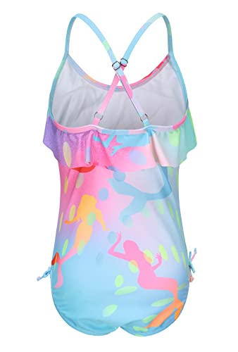 Image of Girls One Piece Swimsuits One Shoulder Ruffle Swimwear Floral Bathing Suit