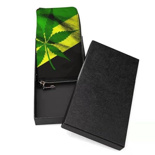 Jamaica Flag Leaves Ladies' Leather Wallet With Hand Strap Slim Vertical Purse Wallets Card Case Long Zip Around Long Wallet Credit Cards Holder Phone Clutch3