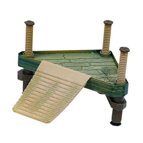Reptile Ramp Dock Turtle Terrace Reptile Hide Cave Hideout Turtle Basking Platform Turtle Ramp for Frog Semi Aquatic Animals, 22.5x18.5x15cm