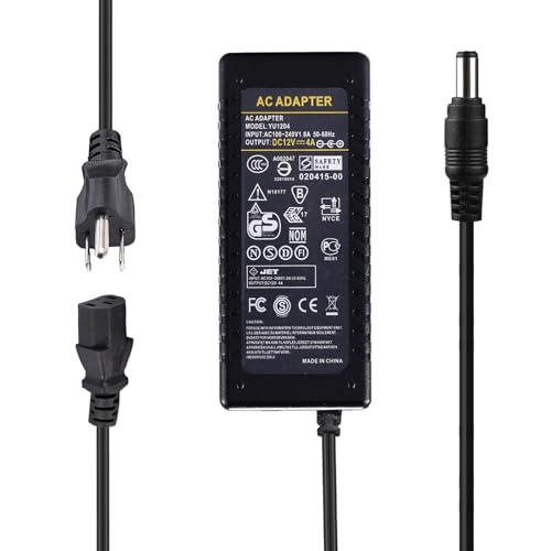 12V 4A Power Adapter - LeTaoXing AC 100-240V 50/60Hz to DC 12 Volt 4 Amp 48W Power Supply 12V/4A Charger for LED Strip Light LED Driver CCTV Security System