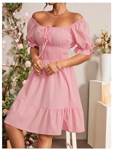 Robe de soubrette trapèze Floerns noire à manches bouffantes - 4