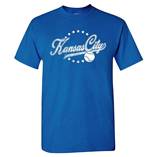 Kansas City Baseball Vintage Mens Fan T-Shirt (Royal Shirt XL)