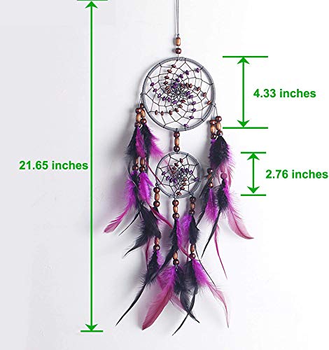 Boho Wall Decor Bohemian Home Art - Wall Hanging Dream Catcher Beautiful Apartment Dorm Room Door Christmas Party Home Decoration Double Ring 19. 7 Inches Long - Thumbnail 5