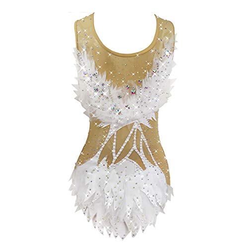 Liuhuo Rhythmic Gymnastics Leotards Toddler Girls White Feather Girls Kids Competition Artistic Costumes #TOP2