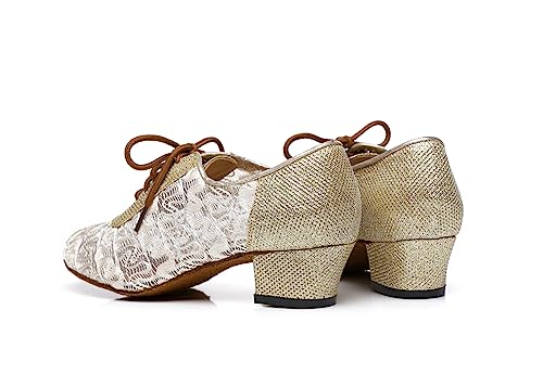 Low Heel Dance Shoes for Women with Closed Toe Mesh Lace up Ballroom Party Latin Salsa Tango Dance Practice Shoes3