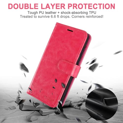 Funda tipo cartera Samsung Galaxy 26+ Plus de piel rosa 5