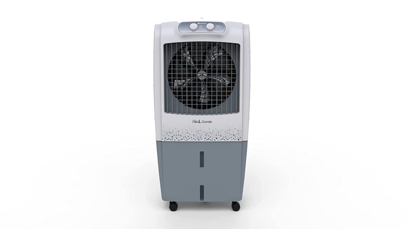 Havells Kool Grande-w 85L Desert Air Cooler for home | Powerful Air Delivery | Overload Protection | Everlast Pump | High Density Woodwool Pads | Ice Chamber | Heavy Duty (Grey)