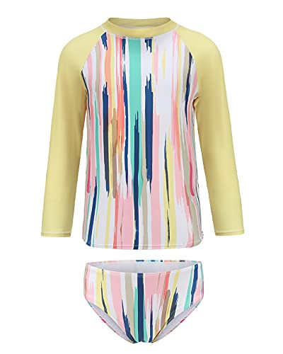 Image of Aisyee Girls Long Sleeve Rash Guard Set Two Piece Swimsuits Tie Dye Bathing Suits for Kids UPF 50+ Swim Shirts