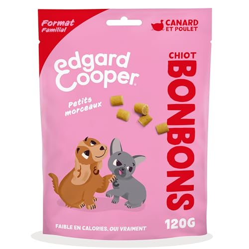 Edgard & Cooper Friandises pour Chiots Petits Bonbons Naturels sans Cérales Naturel, Format Familial de 1x120g, Canard & Poulet